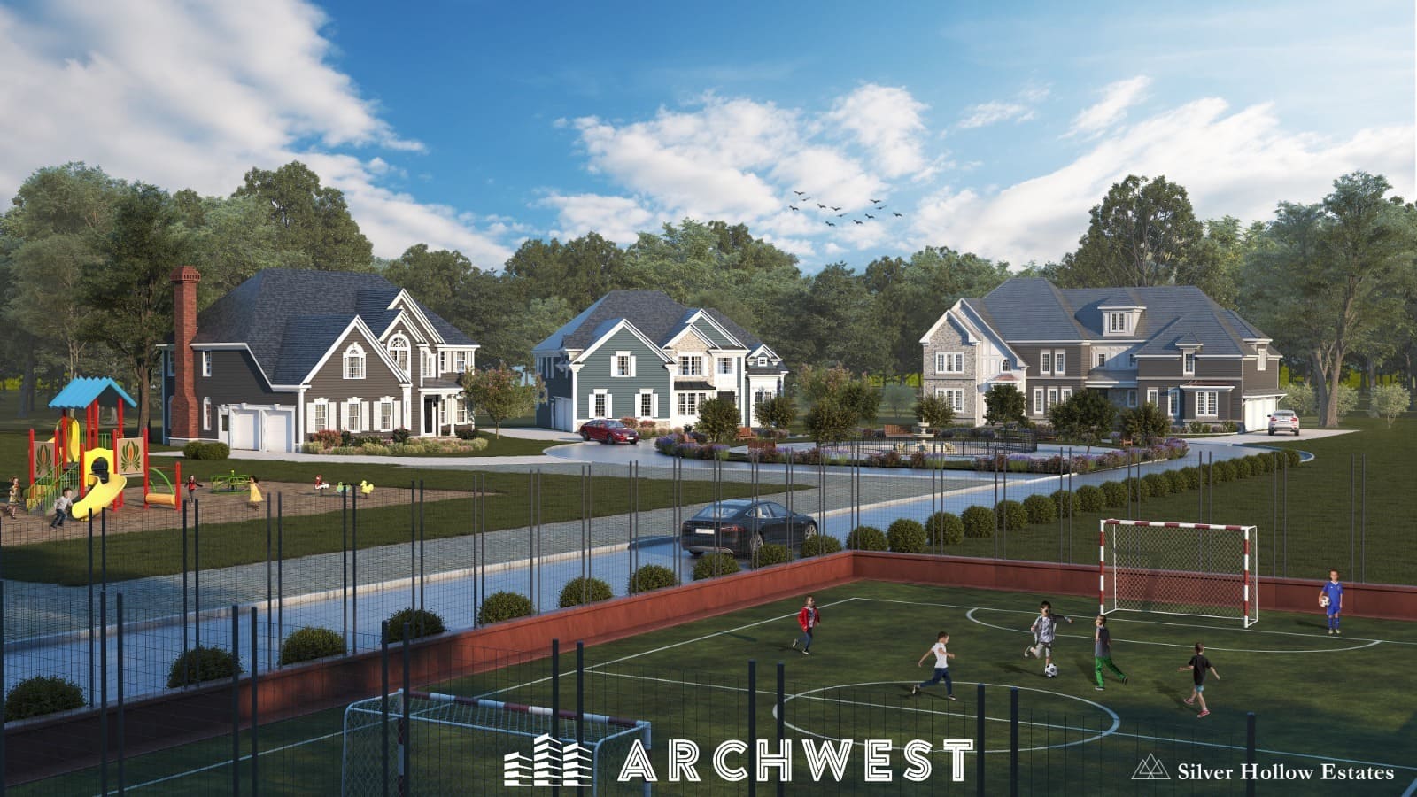 60. 3D Render of a Residential Community, Westborough, Massachussets, USA